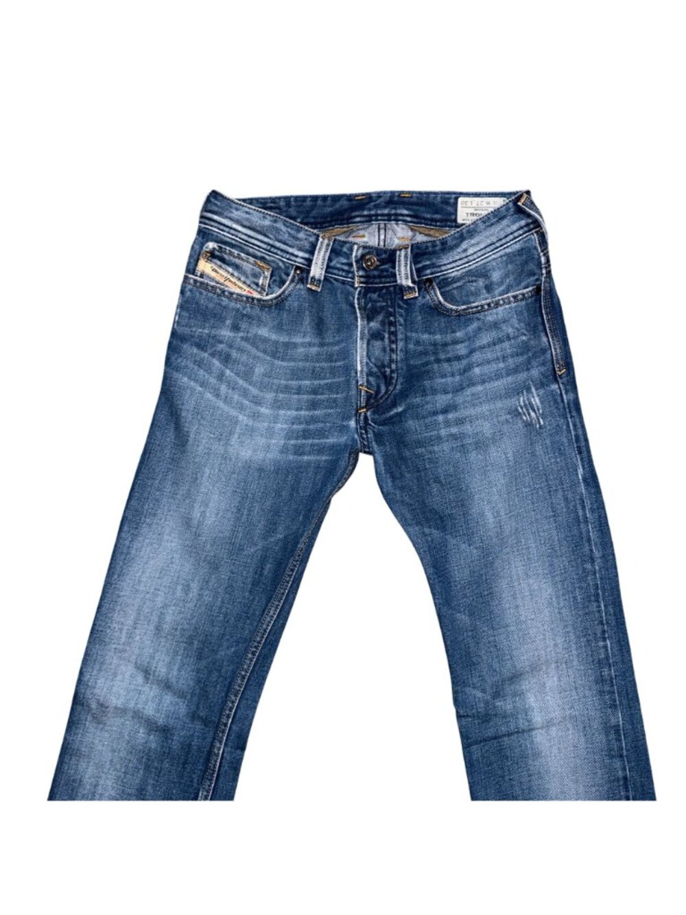 Diesel Trouleg Bootcut Mens Jeans 27 31 Italy Light Wash Distressed Embroidered - Picture 3 of 8